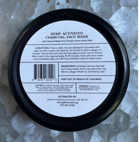 Hemp Activated Charcoal Face Mask